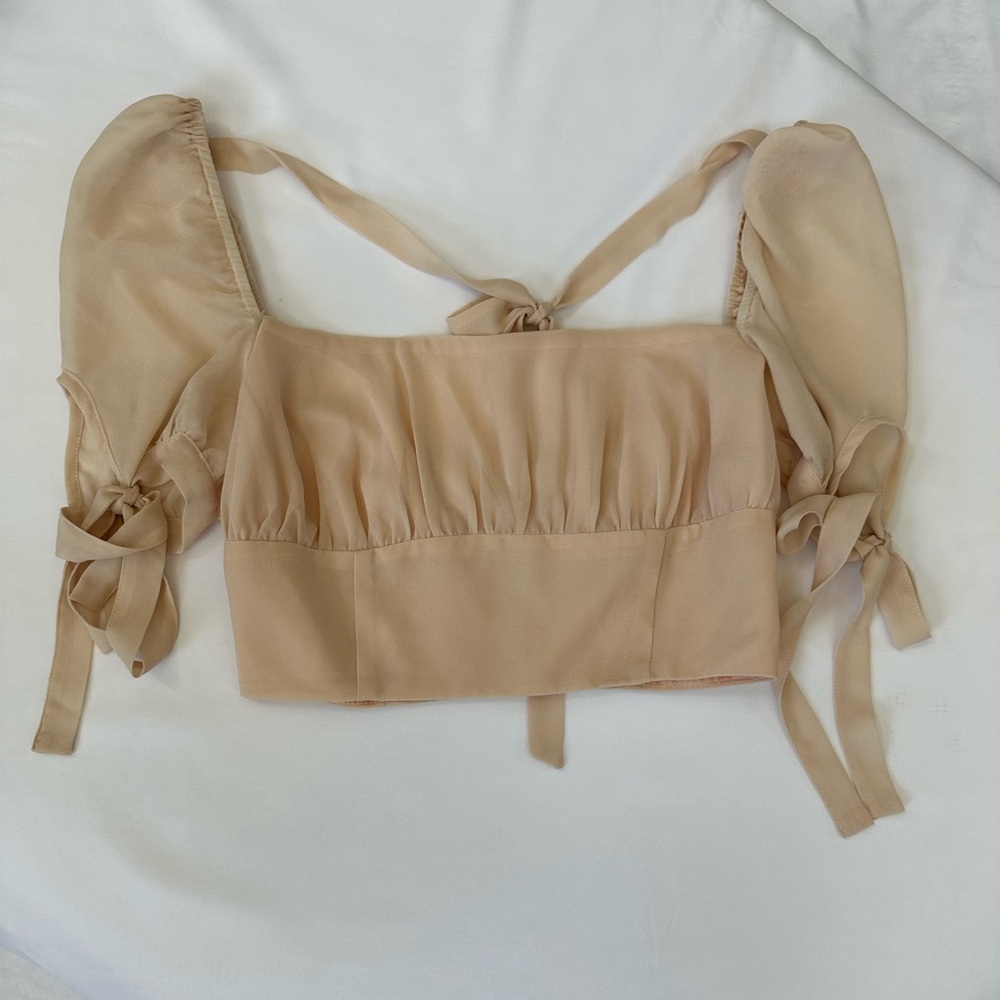 Privacy Please Beige Tie-Up Blouse